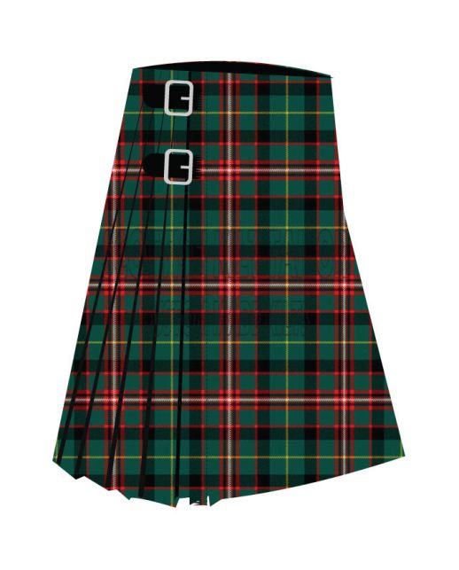 Brown George Premium Tartan Kilt, Green color for Male