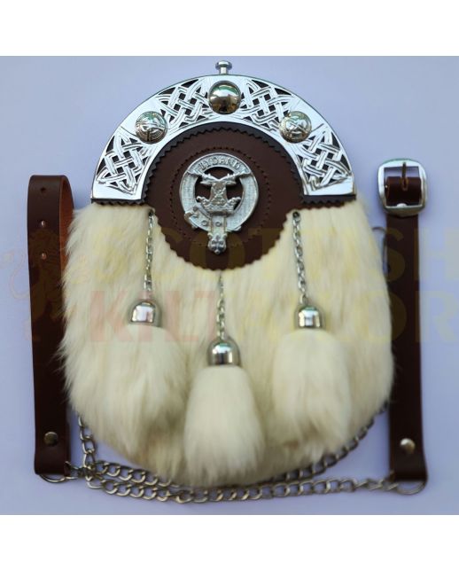 Brown Leather With White Rabbit Fur Sporran