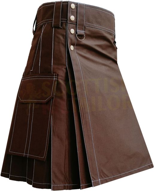 Brown Tactical Duty Kilt, Brown color for Male