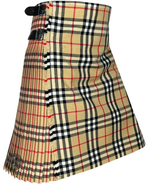 Burberry Genuine Stripe Pleated Tartan Kilt Right Side Angle – Traditional Scottish Tartan Kilt