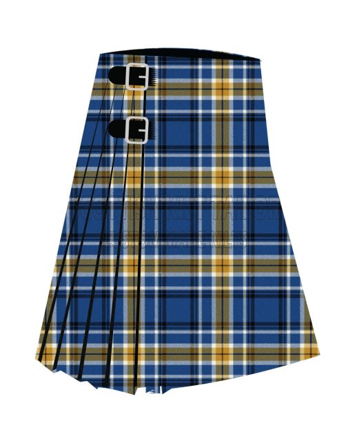 California Riverside University Premium Tartan Kilt, Blue color for Male