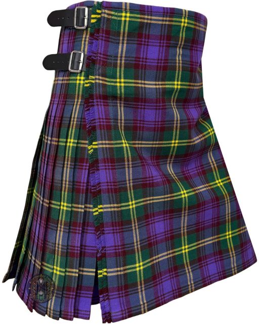 Christian Dewar Tartan Kilt in Purple Color Right Side Angle – Traditional Scottish Highland Kilt