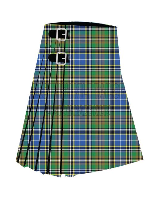 Clan Clodagh Ancient Premium Tartan Kilt, Green color for Male