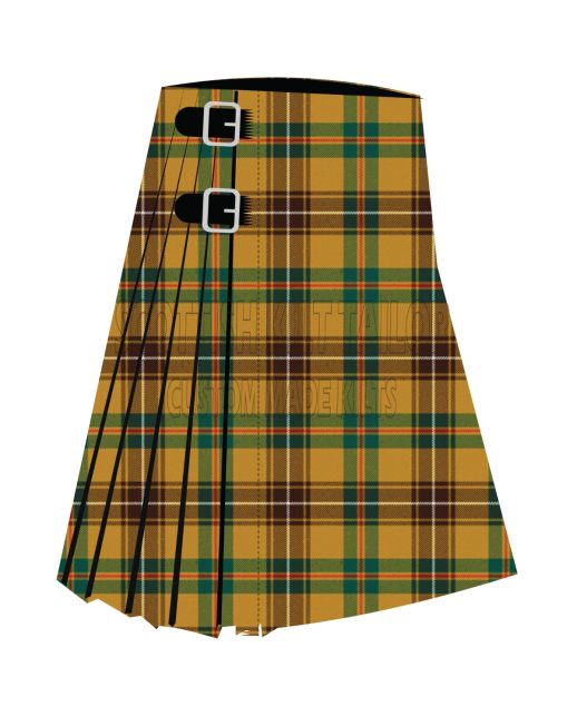 Clan Connacht West of Ireland Premium Tartan Kilt, Yellow color for Male