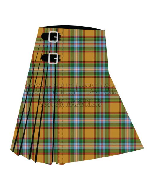 County Essex Ontario Premium Tartan Kilt, Yellow color for Male