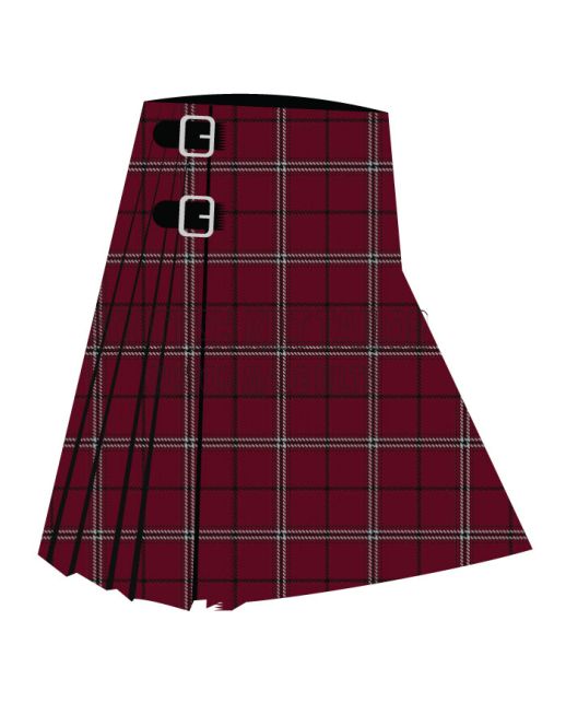 County Salt Lake Premium Tartan Kilt, Burgundi color for Male