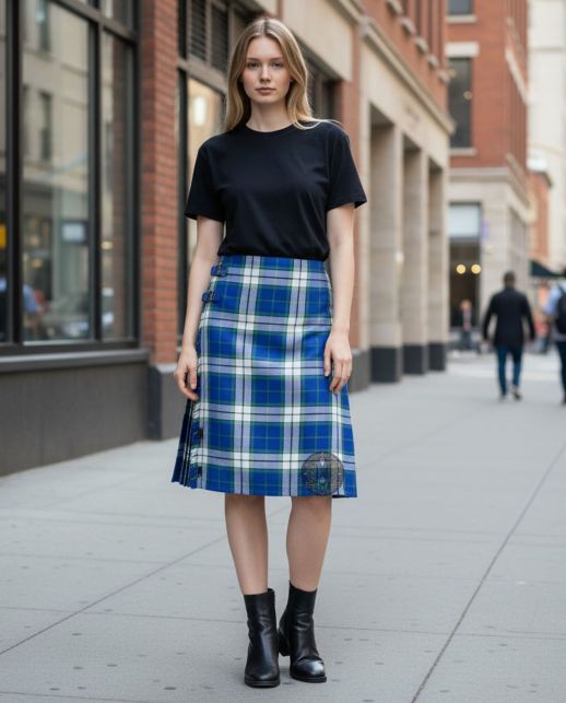 Crombie House Check Women Tartan Kilt Front View – Elegant Scottish Plaid Kilt by Scottish Kilt Tailor