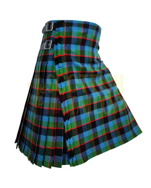 Custom Made Green Blue Black Tartan Kilt, Green color for Male