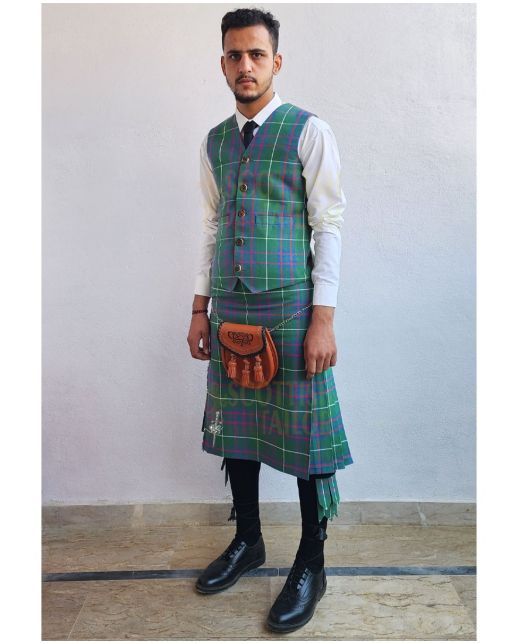 Custom Made Kilt Outfit With MacIntyre Ancient Tartan Kilt, Green color for Male