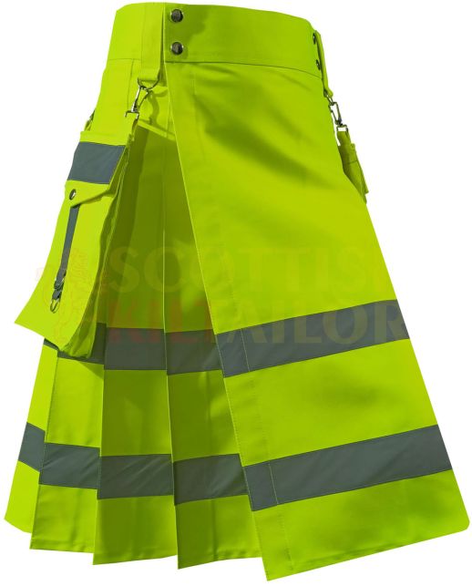 High Visibility Firefighter Kilts Detachable Pocket, Yellow color for Male