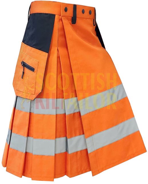 High Visibility Orange Firefighter Kilt For Working Men Kilt, Orange color for Male