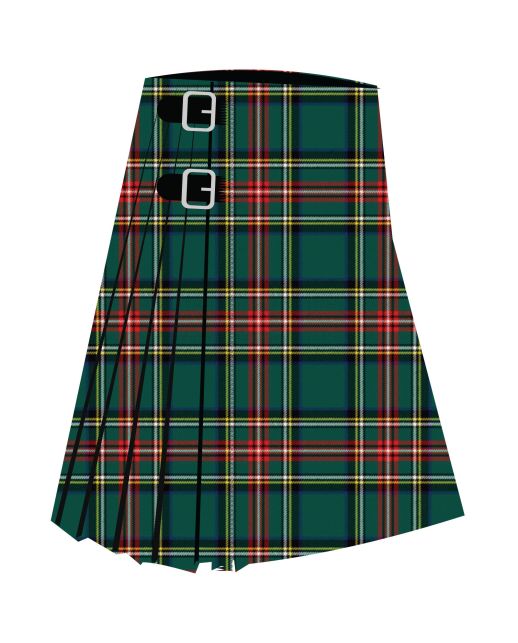 King George VI Green Stewart Modern Tartan Kilt