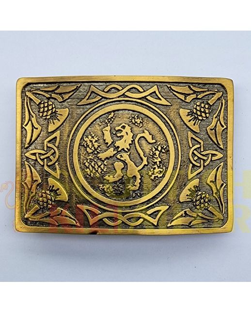 Lion Rampant Antique Kilt Belt Buckle, Antique color for Male