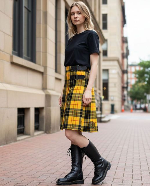 MacLeod of Lewis Pleated Tartan Kilt Front View – Elegant Women’s Scottish Plaid Kilt by Scottish Kilt Tailor