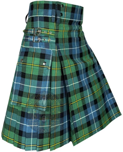Traditional MacNeil of Barra Ancient Tartan Utility Kilt, Green color for Male