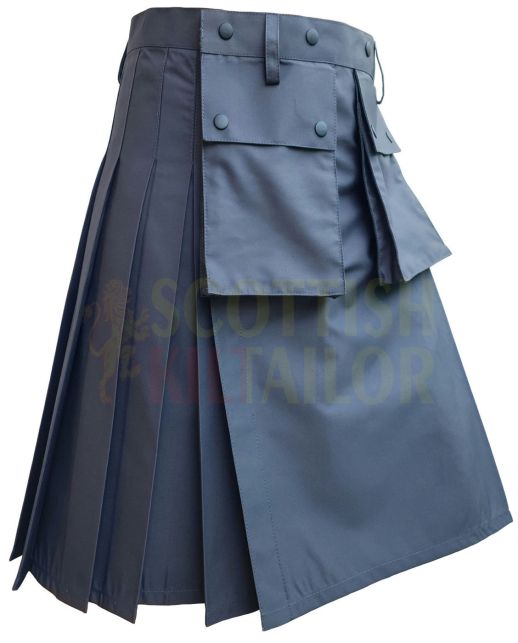 Premium Grey Utility Working Kilt For Men, Gray color for Male