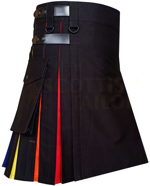 Rainbow Hybrid Deluxe Kilt, Black color for Male