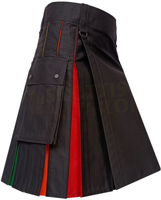Rainbow Hybrid Kilt, Black color for Male