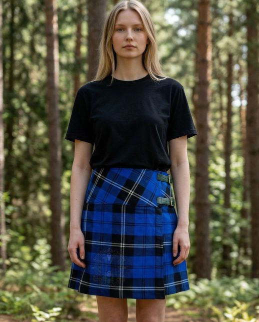 Ramsay Blue Modern Tartan Women Billi Kilt Mini Skirt - handmade tartan kilt