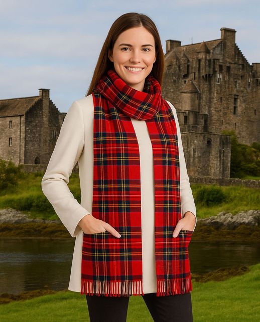 Royal Stewart Tartan Pocket Scarf Shawl