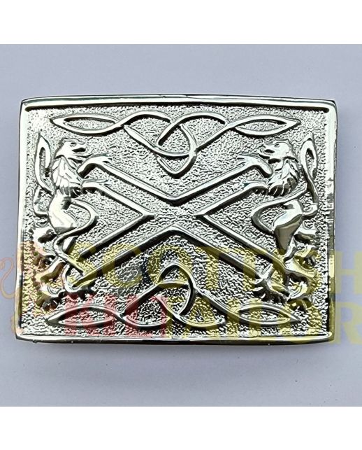 Saltire Silver Kilt Belt Buckle, Silver color for Male