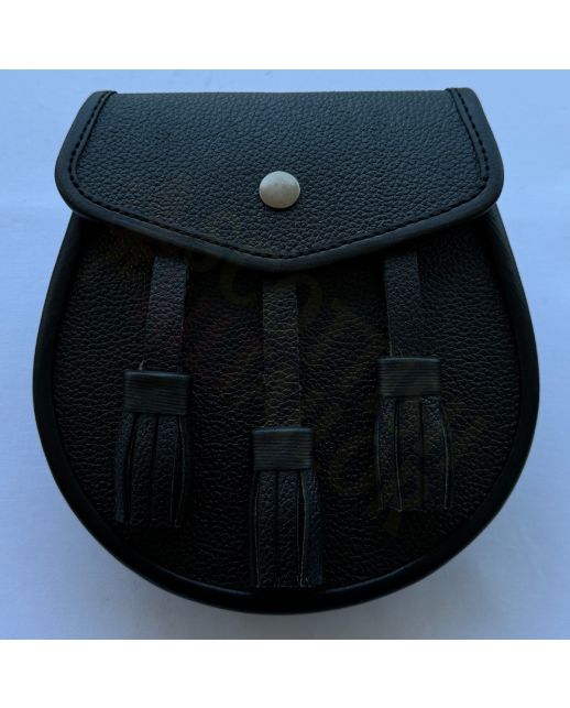 Simple Black Leather Semi Dress Sporran