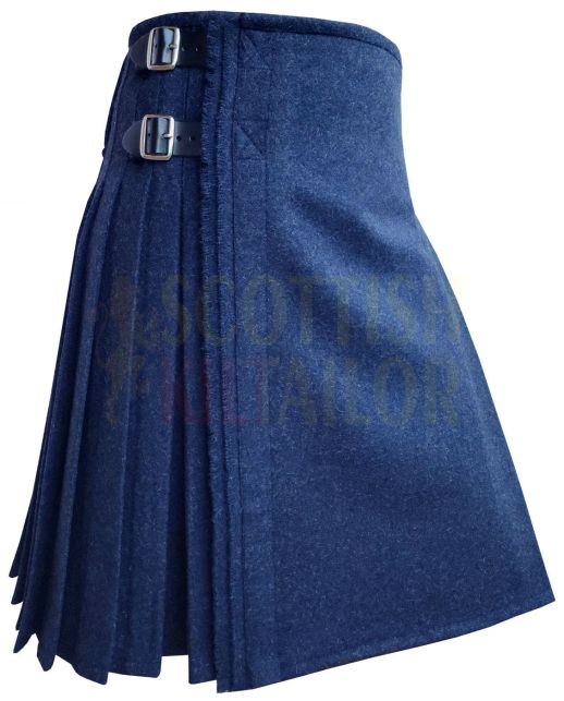 Scottish Navy Blue Wool Kilt, Navy Blue color for Male