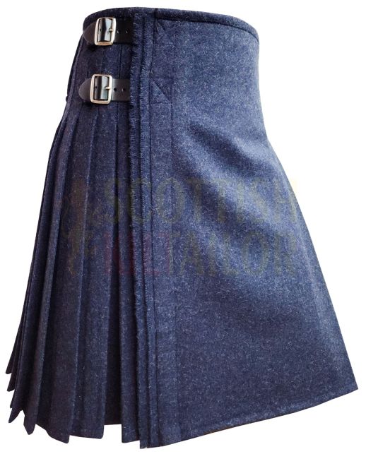 Scottish Premium Wool Kilt, Navy Blue color for Male