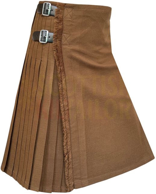 Solid Brown Tartan Kilt For Sale