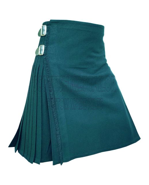 Solid Green Tartan Kilt, Green color for Male