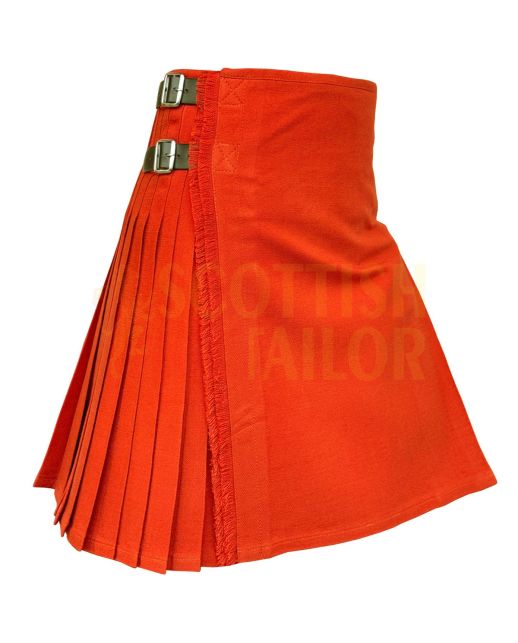 Clan Solid Red Ancient Orange Tartan Kilt