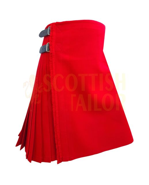 Solid Red Modern Tartan Kilt, Red color for Male
