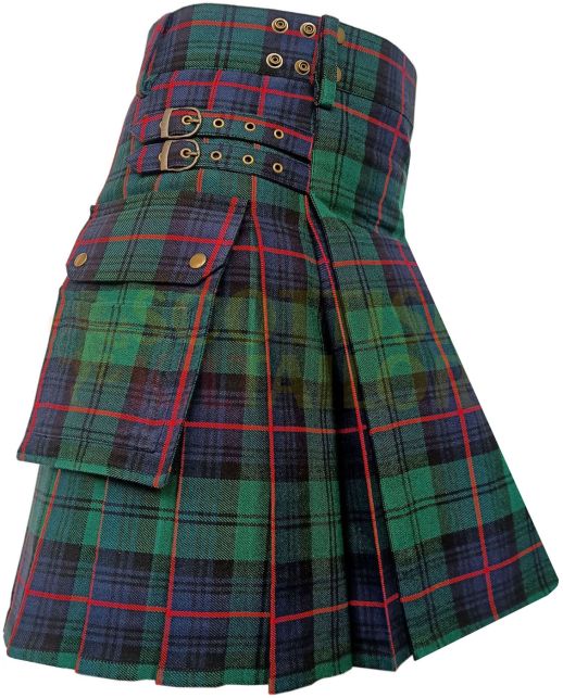 Traditional Armstrong Modern Tartan Utility Kilt, Green color for Male