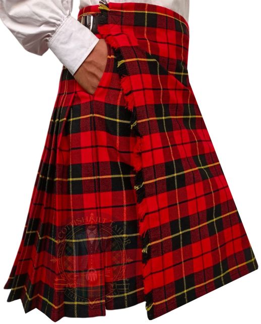 Wallace Tartan Kilt With Two Slash Pockets, Red color for Male