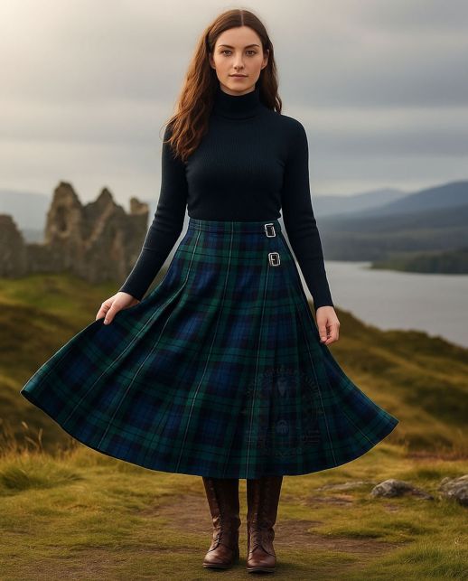 Women's Scottish Plaid Maxi Skirt