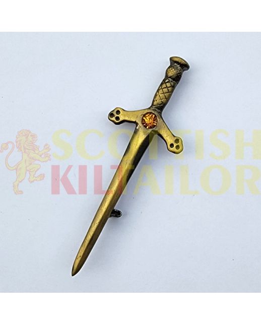 Yellow Stone Antique Kilt Pin, Antique color for Male