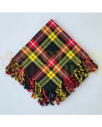 Scottish Traditional Buchanan Tartan Kilt Fly plaid, Yellow color for Male