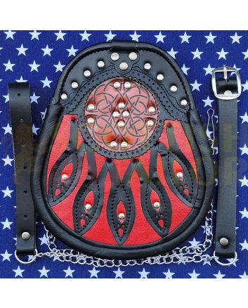 Red & Black Fashion Leather Sporran, Black color for Male