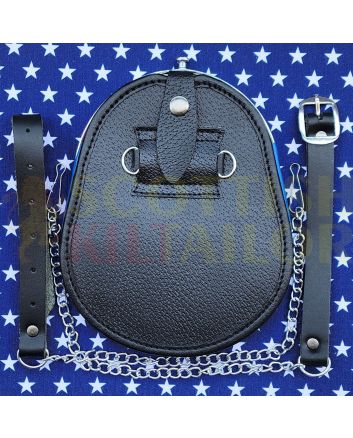 Black & Blue Full Dress Leather Kilt Sporran