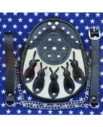 Black With Seal Skin Leather Sporran, Black color for Male