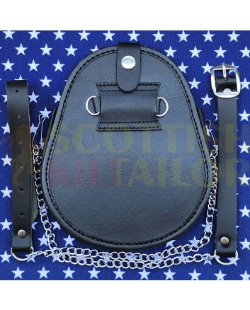 Black With Seal Skin Leather Sporran, Black color for Male