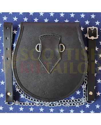 Black Leather Stag Head Badge Kilt Sporran