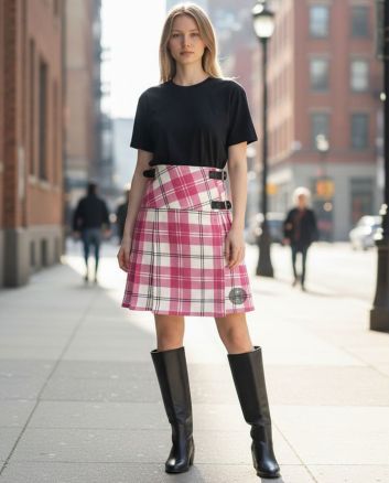 Ailsa Pink Tartan Baillie Kilt for women