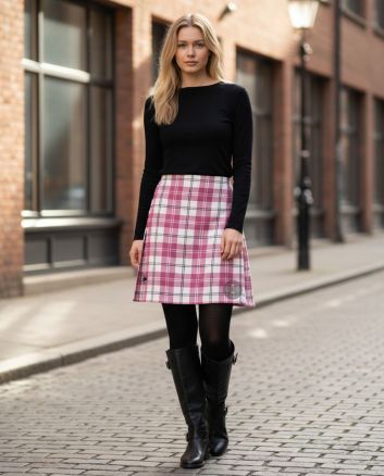Ailsa Pink Tartan Kilt For Women