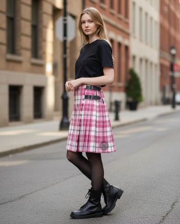 Ailsa Pink Tartan Kilt For Women