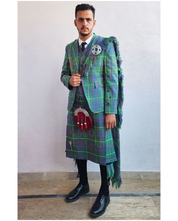 Argyll Kilt Outfit For Men With MacIntyre Ancient Tartan, Green color for Male