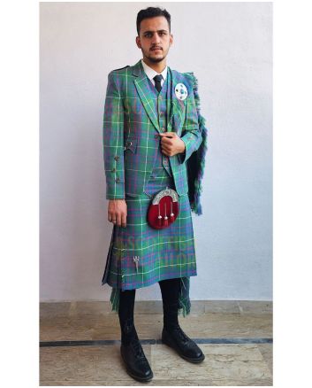 Argyll Kilt Outfit For Men With MacIntyre Ancient Tartan, Green color for Male