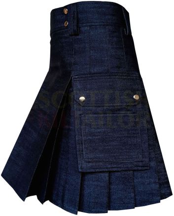 Black Denim Utility Kilt
