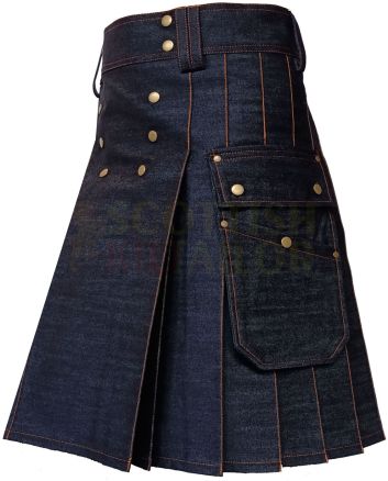 Black Denim Utility Working Kilt