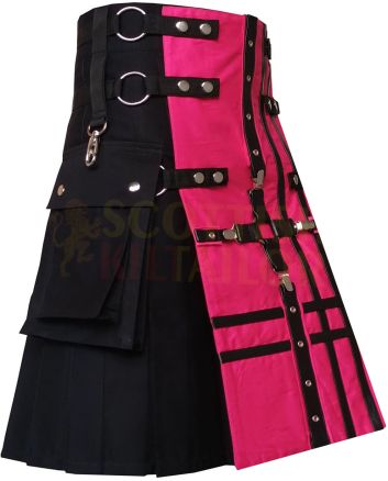 Black Fashion Pink Apron Hybrid Kilt